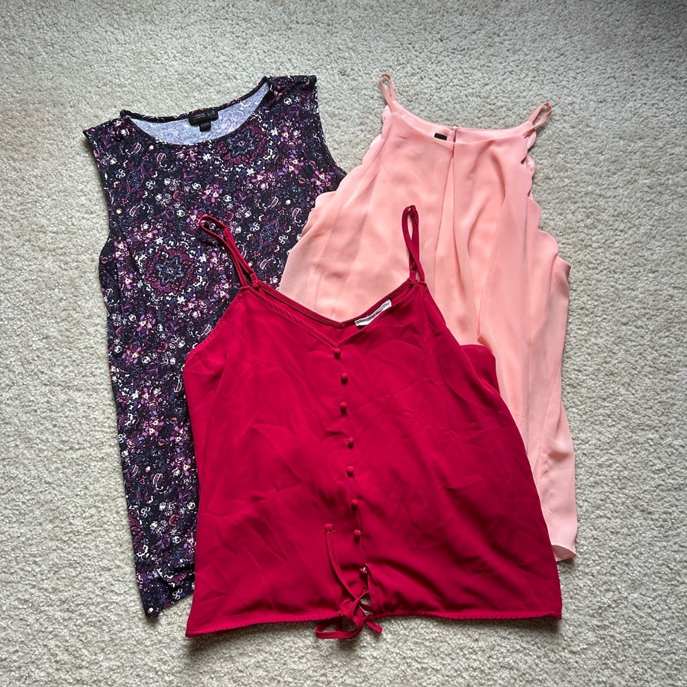 Floral, Pink, and Red Women's Tops Set